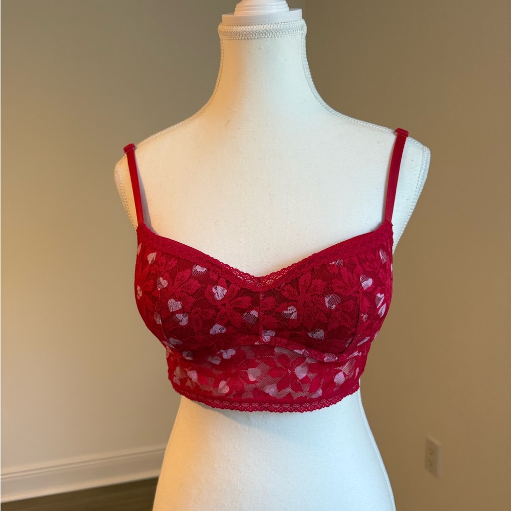 Elegant PINK Red Lace Bralette
